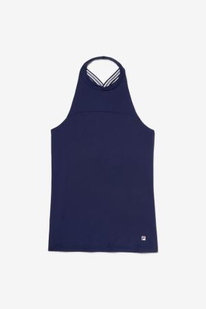 FILA Heritage Halter Tank Vests Navy,Womens Tennis | CA.KLVOIQ023